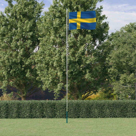Vlag met vlaggenmast Zweden 6,08 m aluminium 1