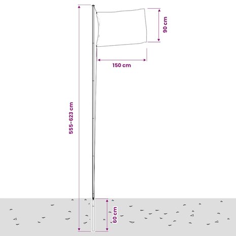 Vlag met vlaggenmast Zweden 6,08 m aluminium 6