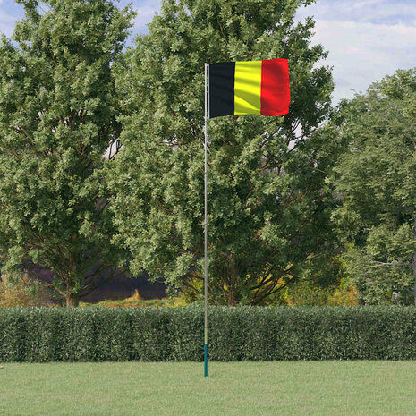 Vlag met vlaggenmast Belgi&euml; 5,5 m aluminium 1
