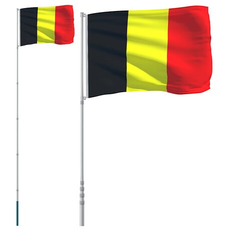 Vlag met vlaggenmast Belgi&euml; 5,5 m aluminium 2