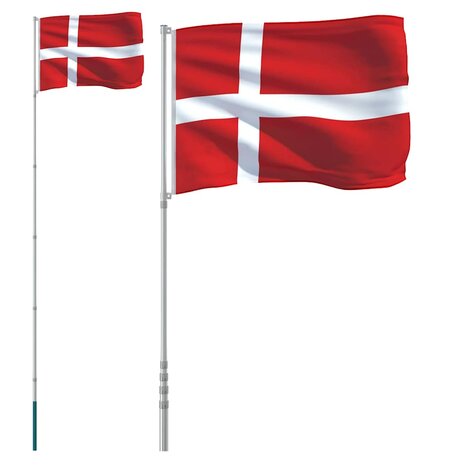 Vlag met vlaggenmast Denemarken 5,5 m aluminium 2