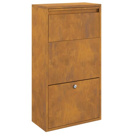 Pakketbrievenbus met slot Roestig 44 x 22 x 82 cm Cortenstaal 2