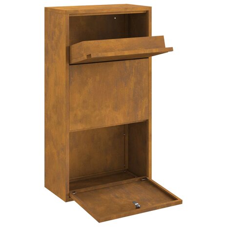 Pakketbrievenbus met slot Roestig 44 x 22 x 82 cm Cortenstaal 5