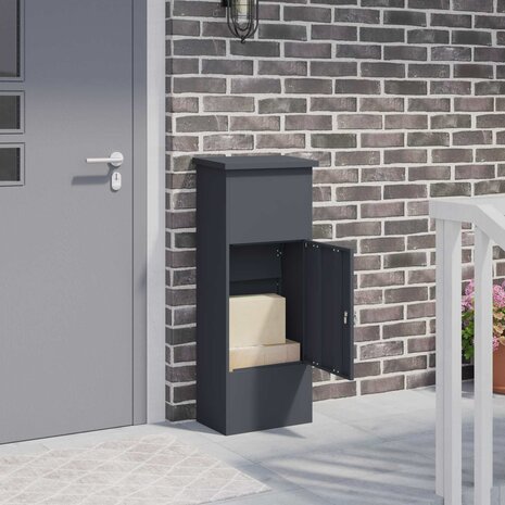Pakketbrievenbus met slot Antraciet 44,5 x 29 x 110,5 cm Staal 1