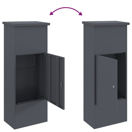Pakketbrievenbus met slot Antraciet 44,5 x 29 x 110,5 cm Staal 9