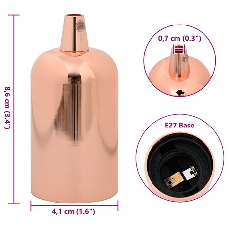 Lampfitting 2 stuks ros&eacute;goud E27 8