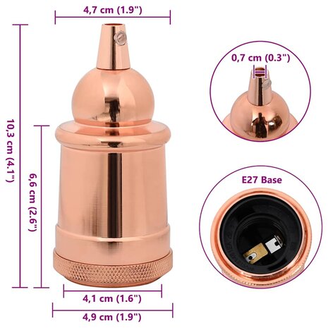 Lampfitting 2 stuks ros&eacute;goud E27 8