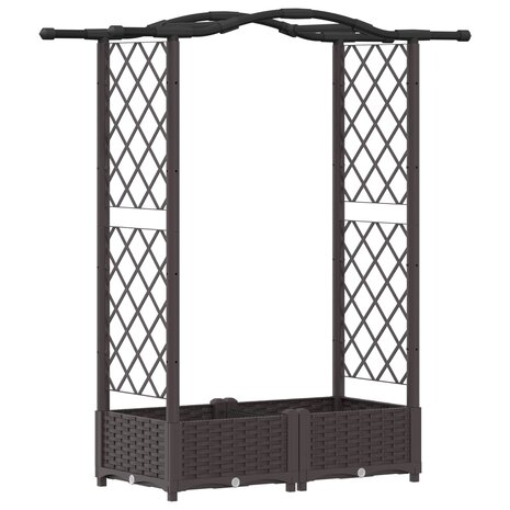 Verhoogde tuinbak met Trellis en Dak Bruin 124 x 40 x 123 cm PP 2