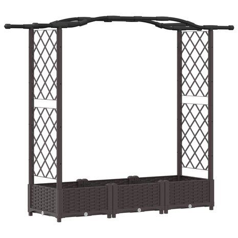 Verhoogde tuinbak met Trellis en Dak Bruin 169 x 40 x 123 cm PP 2