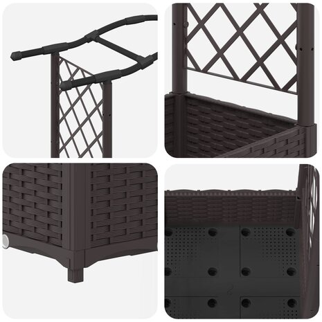 Verhoogde tuinbak met Trellis en Dak Bruin 169 x 40 x 123 cm PP 6