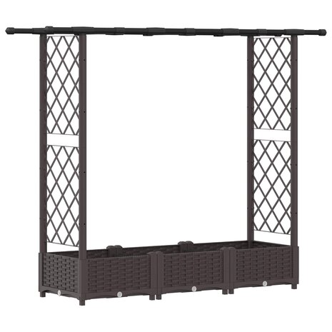 Verhoogde tuinbak met Trellis en Dak Bruin 164 x 40 x 121 cm PP 2