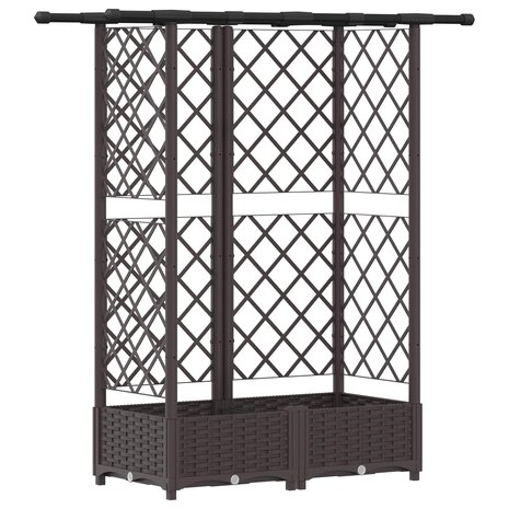 Verhoogde tuinbak met Trellis en Dak Bruin 124 x 40 x 121 cm PP 2