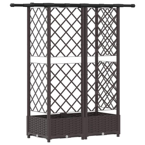 Verhoogde tuinbak met Trellis en Dak Bruin 124 x 40 x 121 cm PP 5