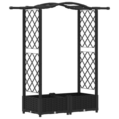 Verhoogde tuinbak met Trellis en Dak Zwart 124 x 40 x 123 cm PP 2