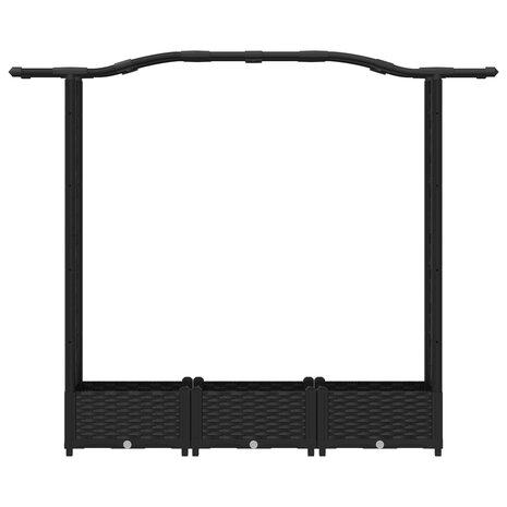 Verhoogde tuinbak met Trellis en Dak Zwart 169 x 40 x 123 cm PP 4