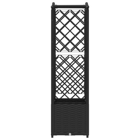 Verhoogde tuinbak met Trellis en Dak Zwart 125 x 40 x 138 cm PP 5