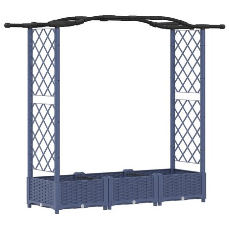 Verhoogde tuinbak met Trellis en Dak Grijs 169 x 40 x 123 cm PP 2