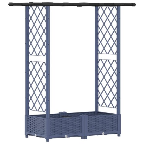 Verhoogde tuinbak met Trellis en Dak Grijs 122,5 x 40 x 121 cm PP 2