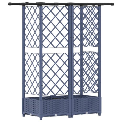 Verhoogde tuinbak met Trellis en Dak Grijs 124 x 40 x 121 cm PP 5