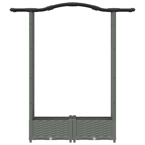 Verhoogde tuinbak met Trellis en Dak Lichtgrijs 124 x 40 x 123 cm PP 4