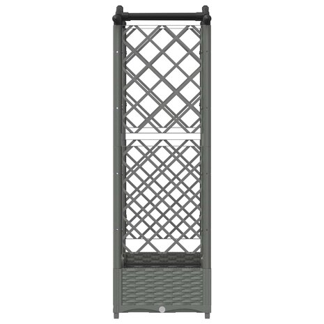Verhoogde tuinbak met Trellis en Dak Lichtgrijs 124 x 40 x 123 cm PP 5