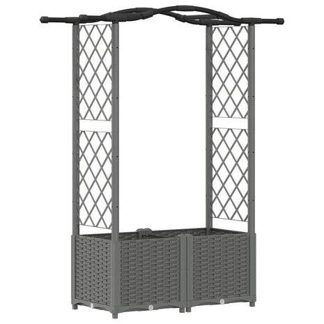 Verhoogde tuinbak met Trellis en Dak Lichtgrijs 125 x 40 x 138 cm PP 2