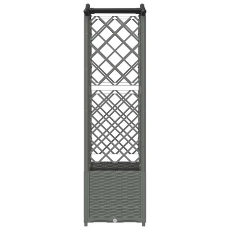 Verhoogde tuinbak met Trellis en Dak Lichtgrijs 125 x 40 x 138 cm PP 5
