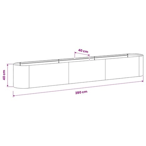 Verhoogd Tuinbed Zwart 280 x 40 x 40 cm 8