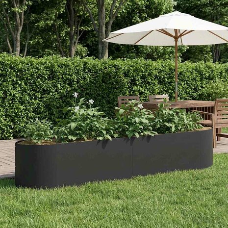 Verhoogd Tuinbed Zwart 220 x 40 x 40 cm Staal 1