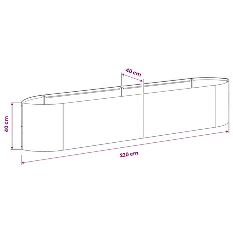 Verhoogd Tuinbed Gegalvaniseerd staal 220 x 40 x 40 cm Staal 8