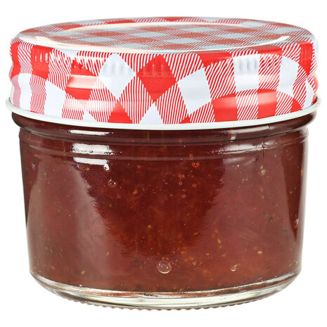 Jampotten met wit met rode deksels 48 st 110 ml glas 2