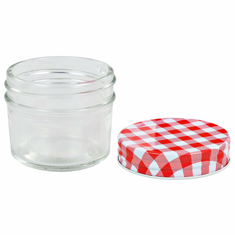 Jampotten met wit met rode deksels 48 st 110 ml glas 4