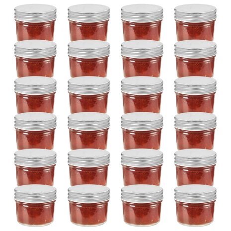 Jampotten met zilverkleurige deksels 24 st 110 ml glas 1