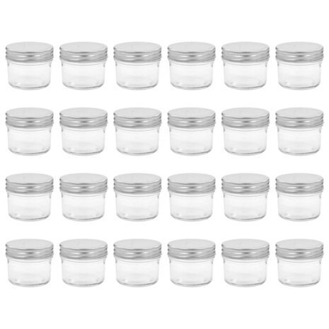 Jampotten met zilverkleurige deksels 24 st 110 ml glas 2