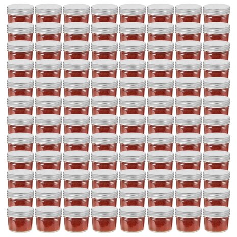Jampotten met zilverkleurige deksels 96 st 110 ml glas 1