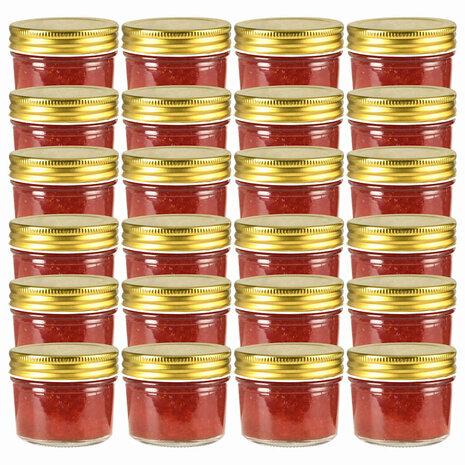 Jampotten met goudkleurige deksels 24 st 110 ml glas 1