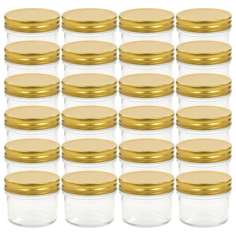 Jampotten met goudkleurige deksels 24 st 110 ml glas 2