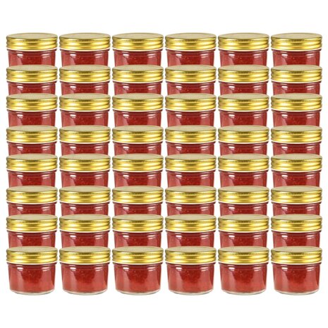 Jampotten met goudkleurige deksels 48 st 110 ml glas 1