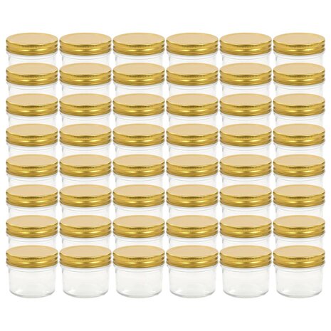 Jampotten met goudkleurige deksels 48 st 110 ml glas 2