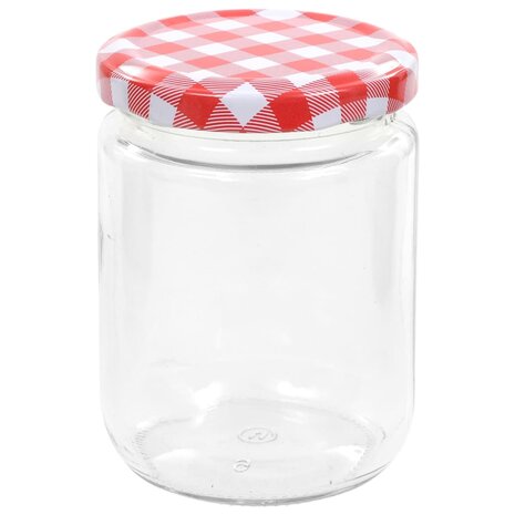 Jampotten met wit met rode deksels 48 st 230 ml glas 4