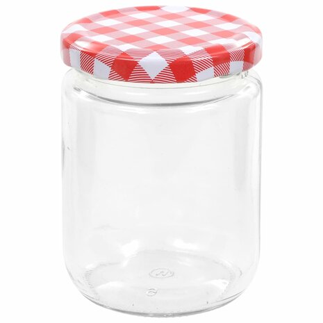Jampotten met wit met rode deksels 96 st 230 ml glas 4