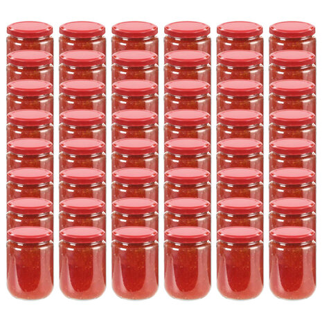Jampotten met rode deksels 48 st 230 ml glas 1