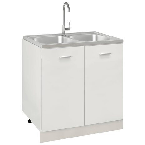 Spoelbak met dubbele bak 800x600x155 mm roestvrij staal zilver 3