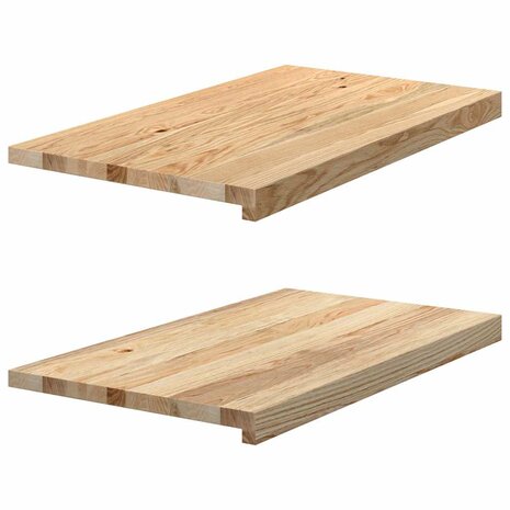 Vensterbanken 2 st onbehandeld 70x40x2 cm massief eikenhout 1