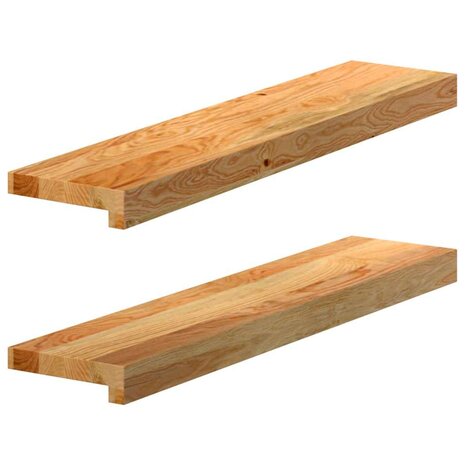 Vensterbanken 2 st 70x15x2 cm massief eikenhout lichtbruin 1