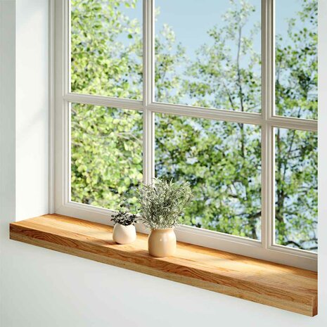 Vensterbanken 2 st 70x15x2 cm massief eikenhout lichtbruin 2