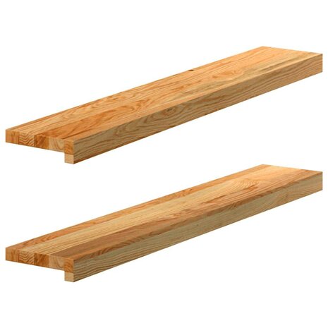 Vensterbanken 2 st 90x15x2 cm massief eikenhout lichtbruin 1
