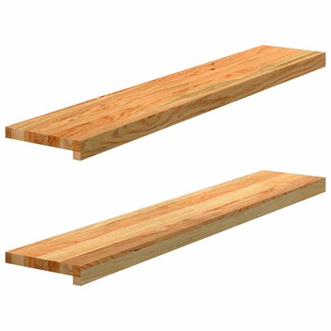Vensterbanken 2 st 110x20x2 cm massief eikenhout lichtbruin 1