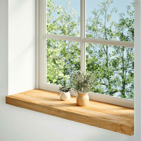 Vensterbanken 2 st 90x25x2 cm massief eikenhout lichtbruin 2