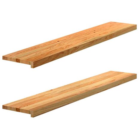 Vensterbanken 2 st 140x30x2 cm massief eikenhout lichtbruin 1